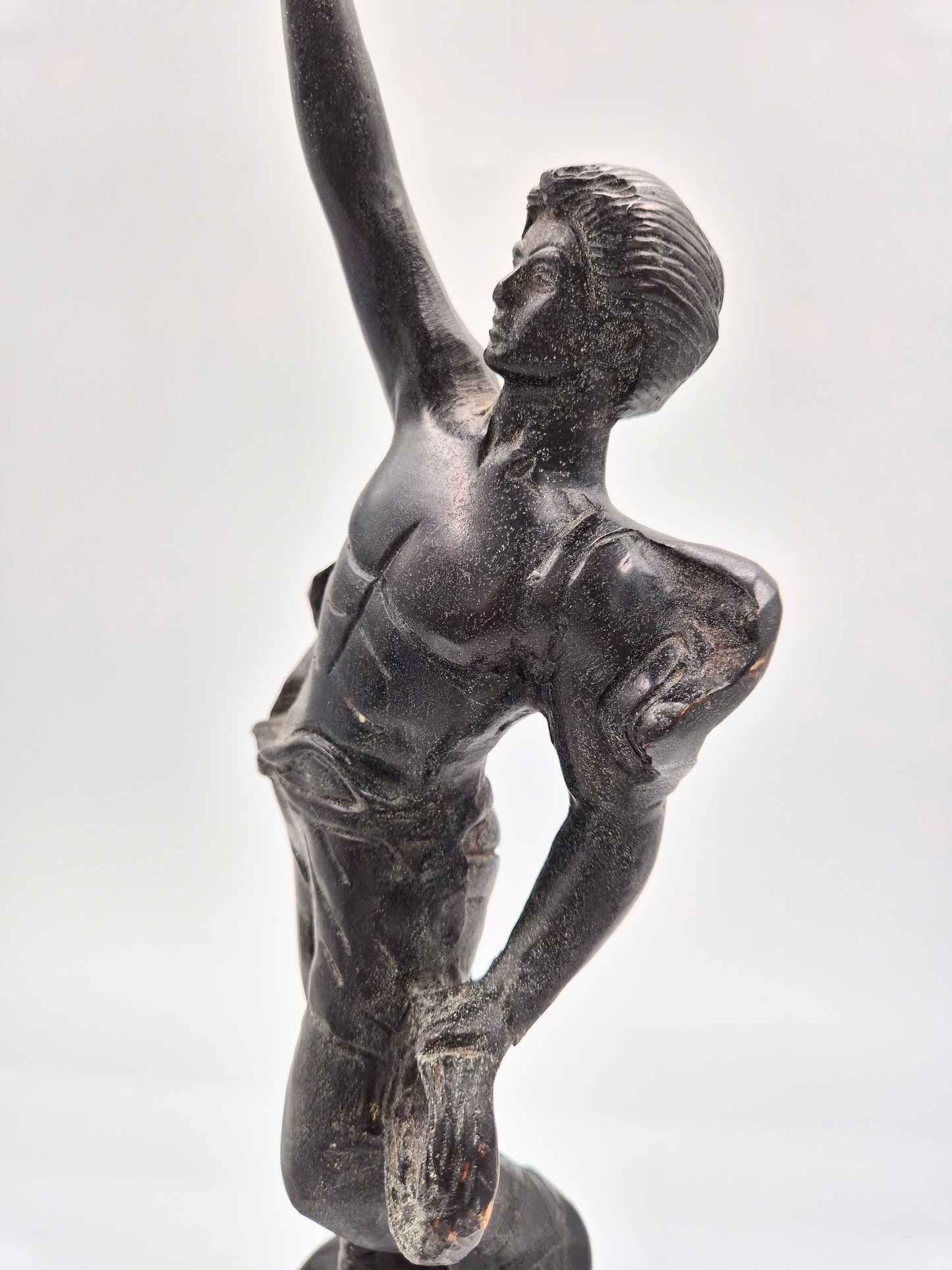 Antique Sculptural Candlestick – Figural Bronze Style – 48 cm – Patinated
