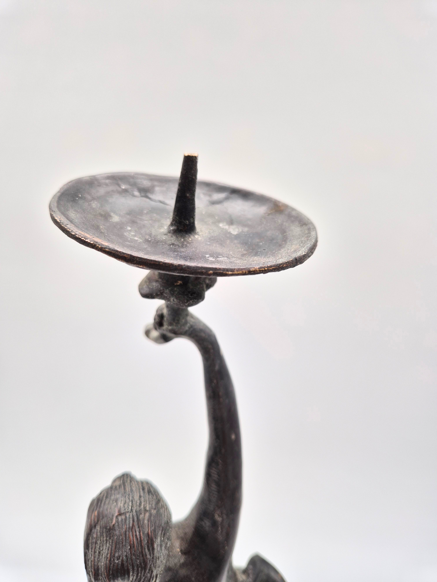 Antique Sculptural Candlestick – Figural Bronze Style – 48 cm – Patinated