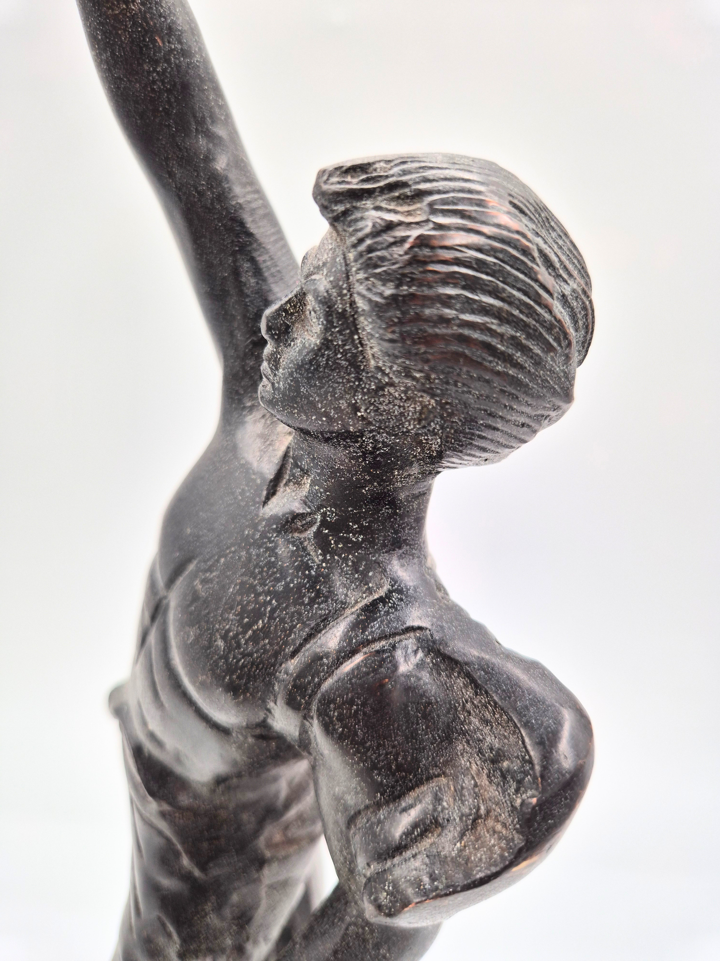 Antique Sculptural Candlestick – Figural Bronze Style – 48 cm – Patinated