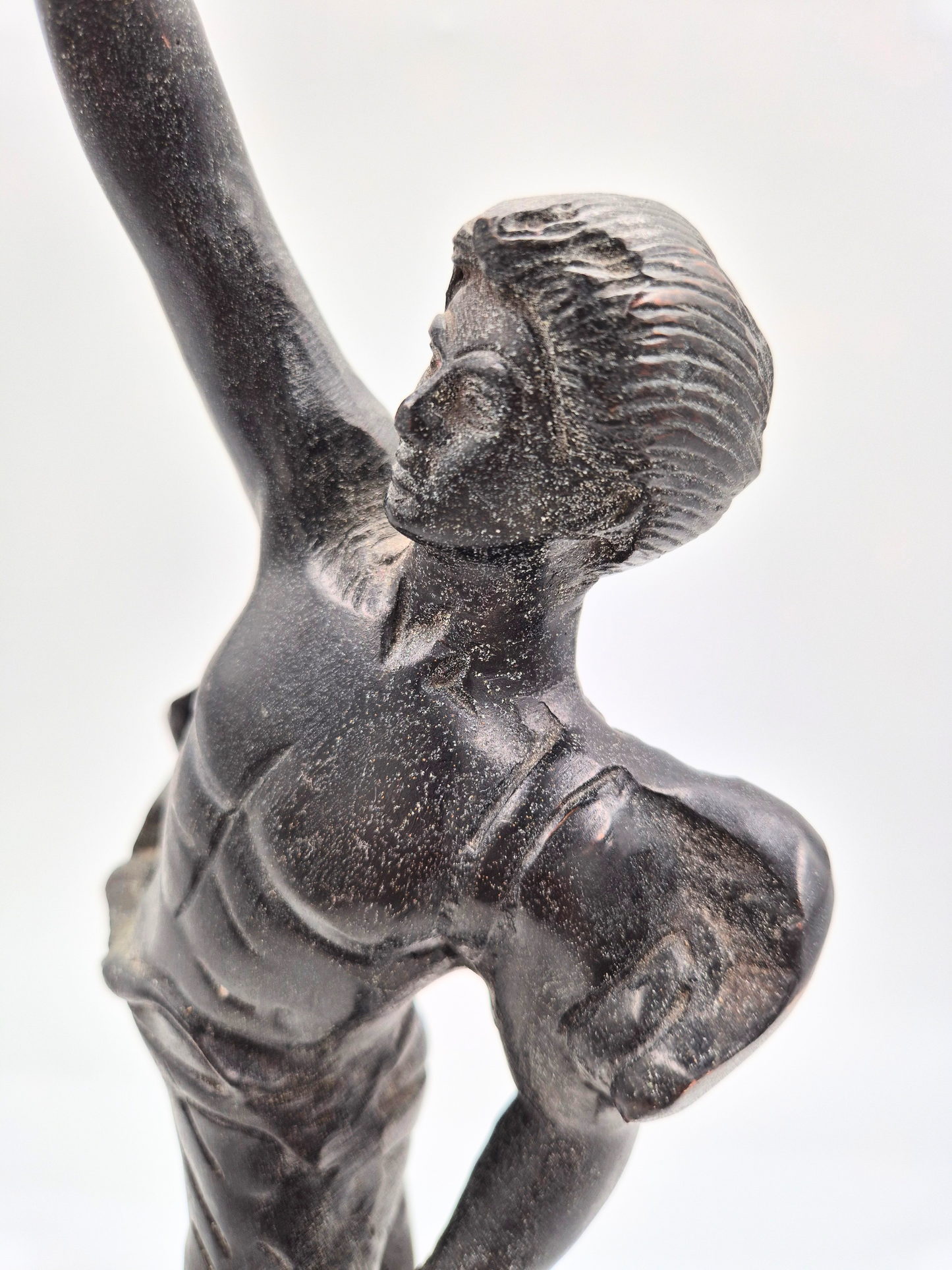 Antique Sculptural Candlestick – Figural Bronze Style – 48 cm – Patinated