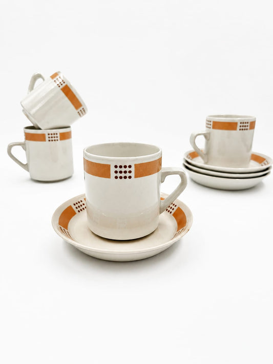 Set of Four Vintage Arabia Espresso Cup and Saucer - Model E