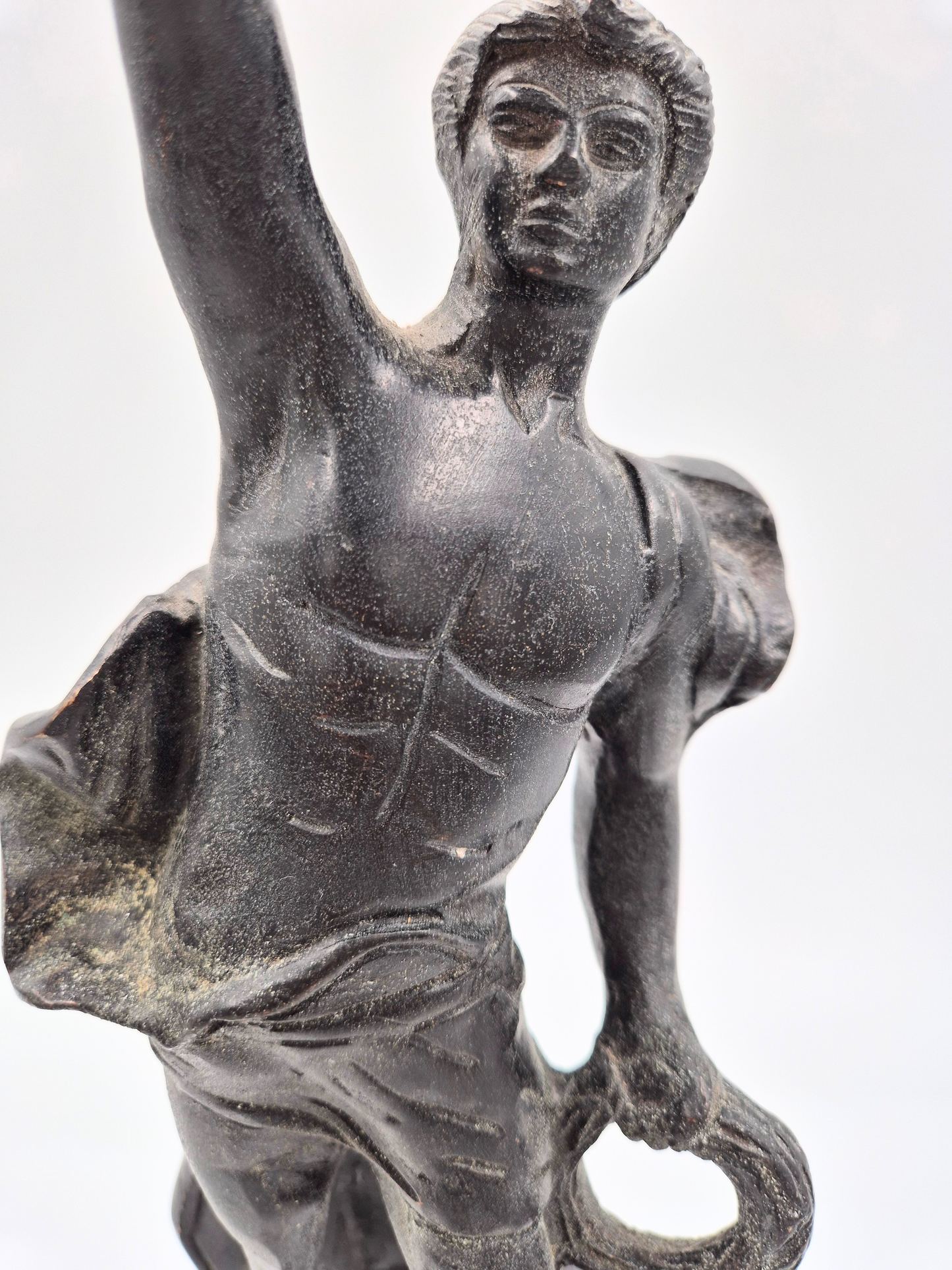Antique Sculptural Candlestick – Figural Bronze Style – 48 cm – Patinated