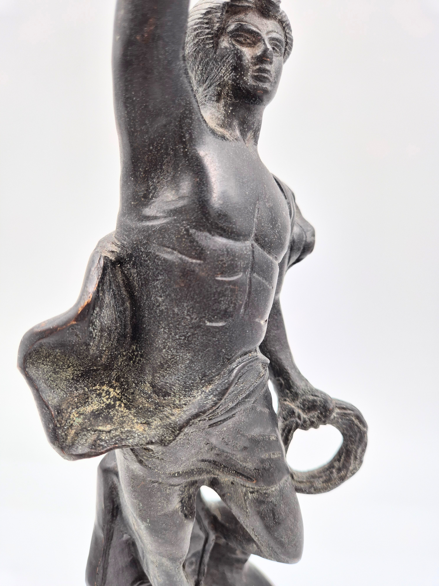 Antique Sculptural Candlestick – Figural Bronze Style – 48 cm – Patinated