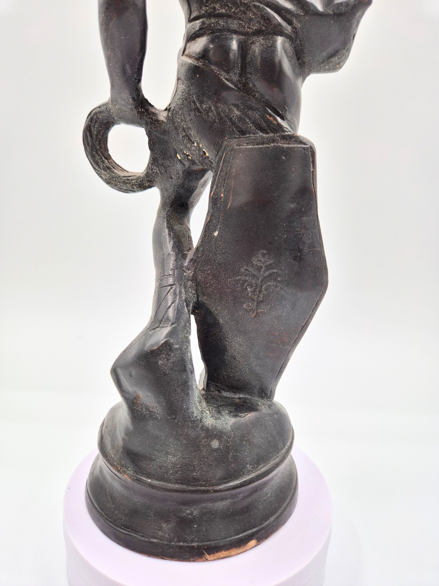 Antique Sculptural Candlestick – Figural Bronze Style – 48 cm – Patinated