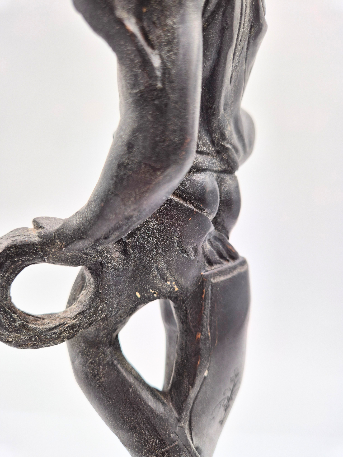 Antique Sculptural Candlestick – Figural Bronze Style – 48 cm – Patinated