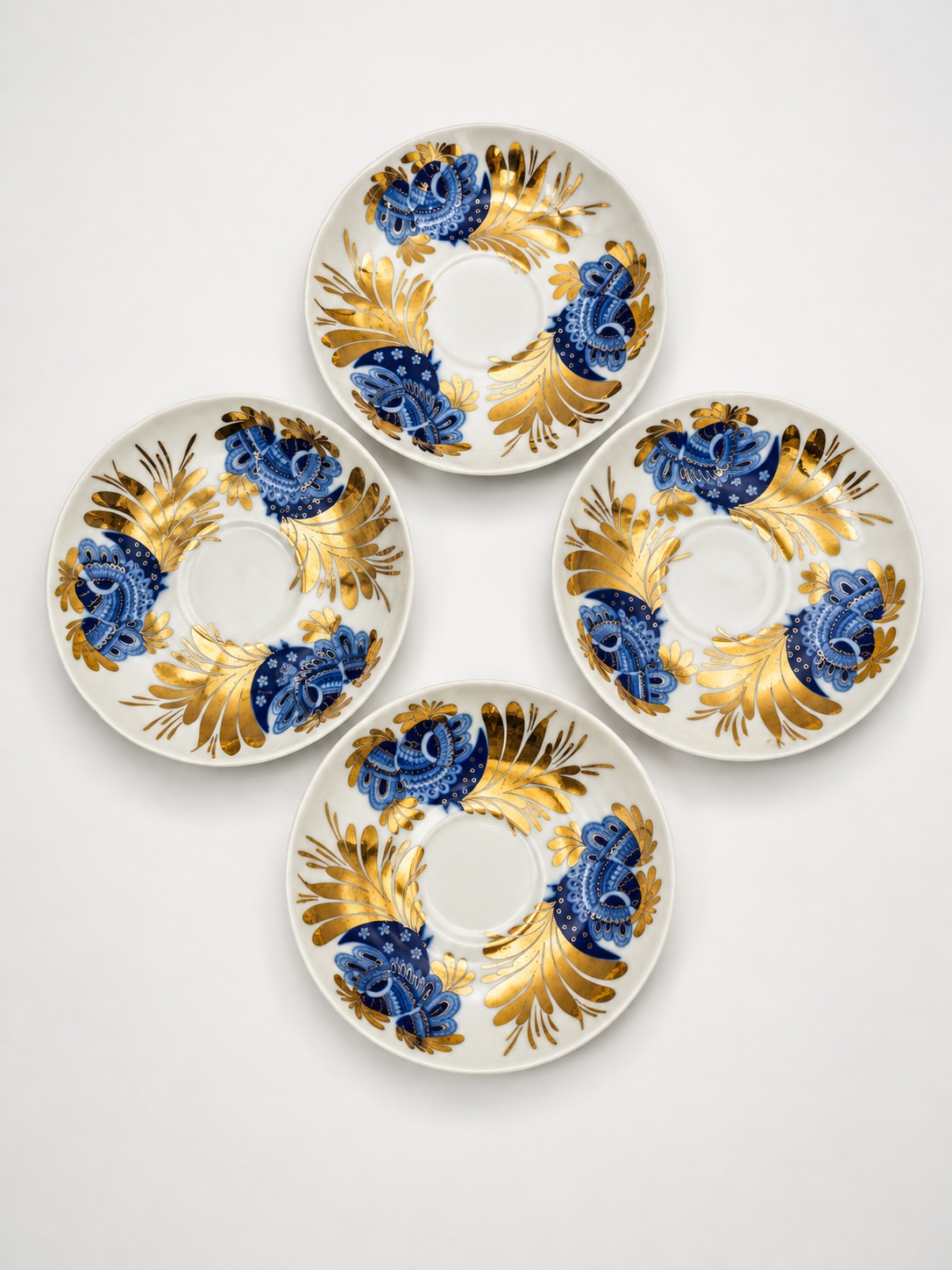 Set of 4 Vintage Lomonosov LFZ Tea Cup & Saucer
