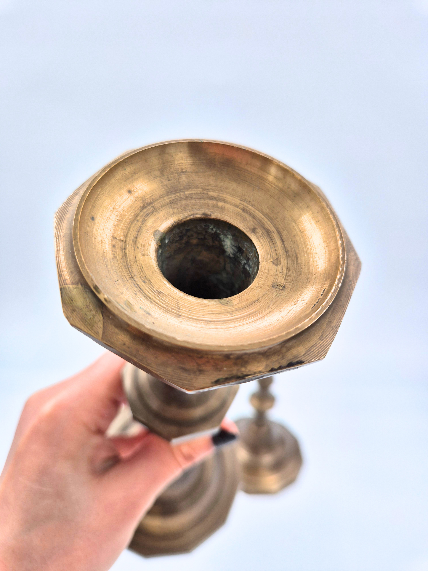 Vintage Brass Candlesticks Pair – 30 cm – Beautiful Aged Patina
