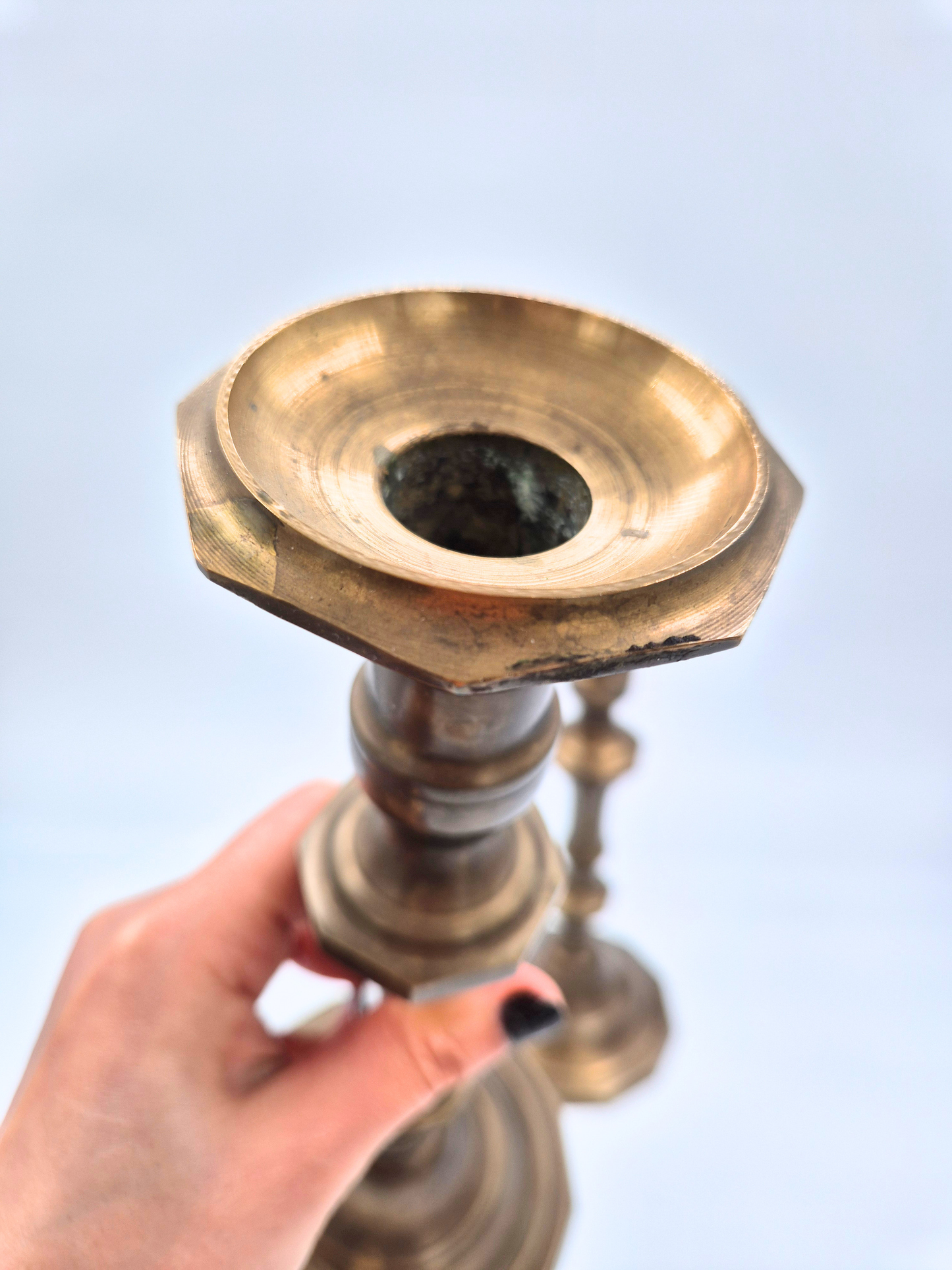 Vintage Brass Candlesticks Pair – 30 cm – Beautiful Aged Patina