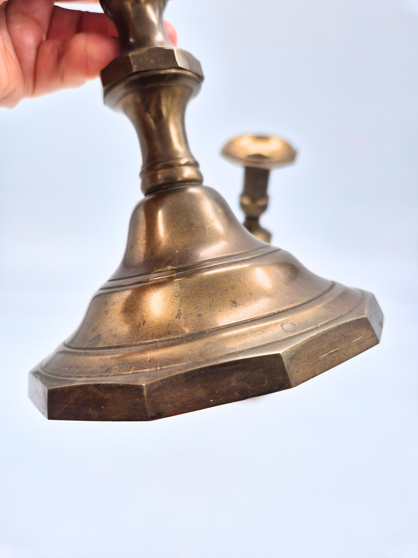 Vintage Brass Candlesticks Pair – 30 cm – Beautiful Aged Patina