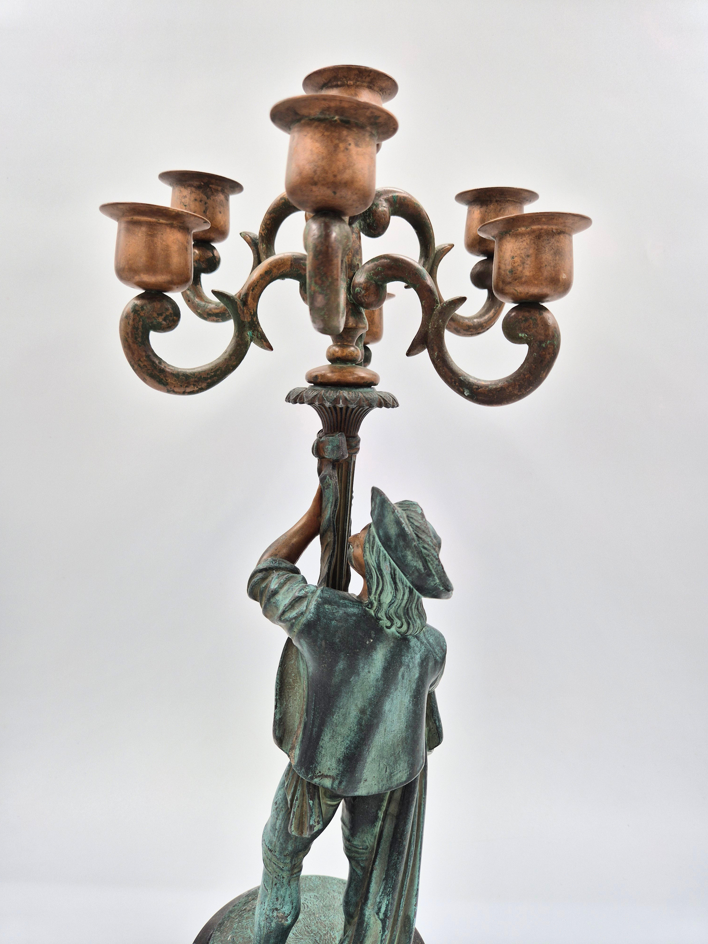 Antique 5-Arm Figural Candelabra – Bronze Style – Sculptural – 48.5 cm – Patinated