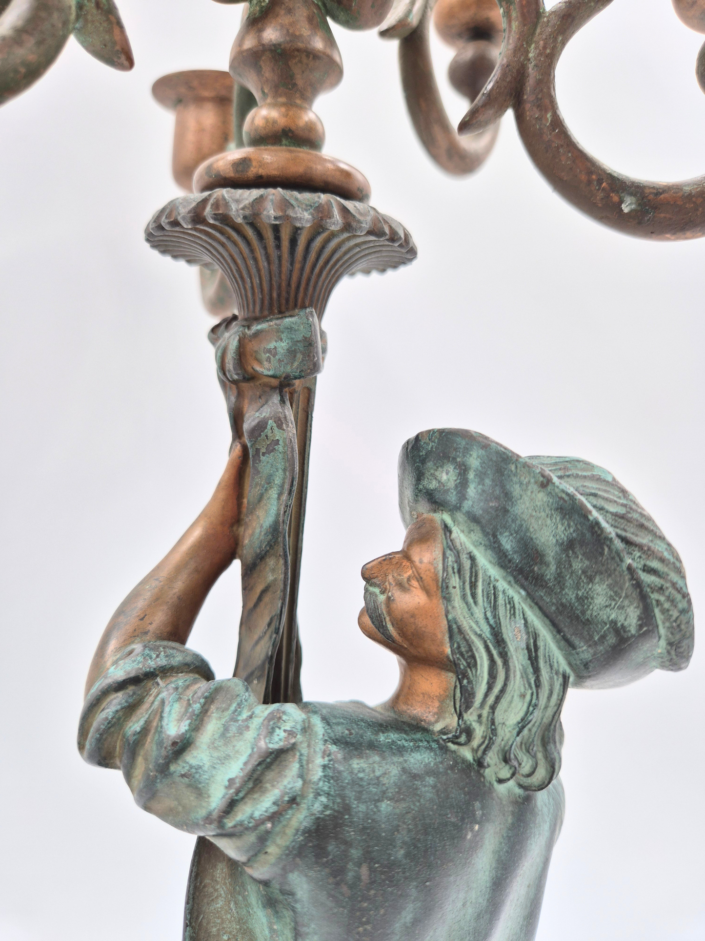 Antique 5-Arm Figural Candelabra – Bronze Style – Sculptural – 48.5 cm – Patinated