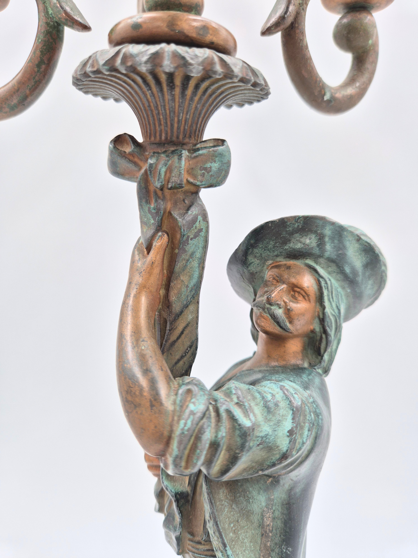 Antique 5-Arm Figural Candelabra – Bronze Style – Sculptural – 48.5 cm – Patinated