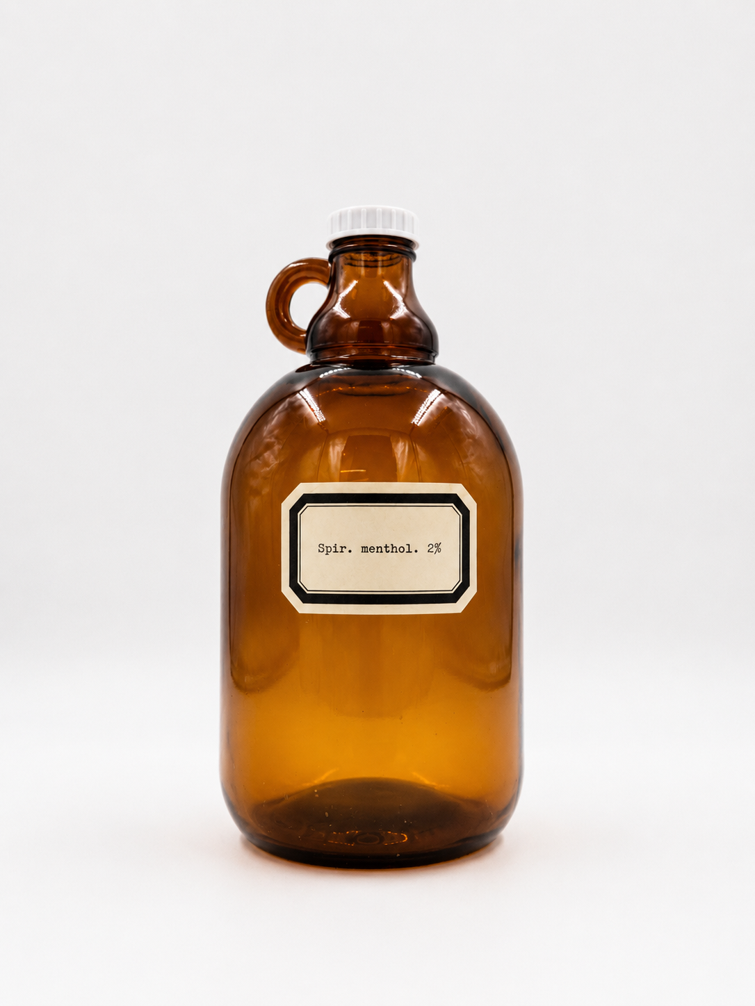Vintage Apothecary Bottle “Spir. Menthol 2%” – Amber Glass Pharmacy Bottle with Handle – 27 cm