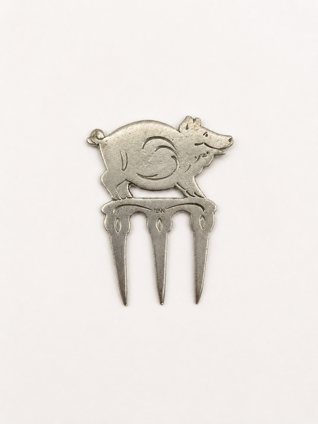 Vintage Swedish Pewter Ham Fork – Pig Design Serving Fork