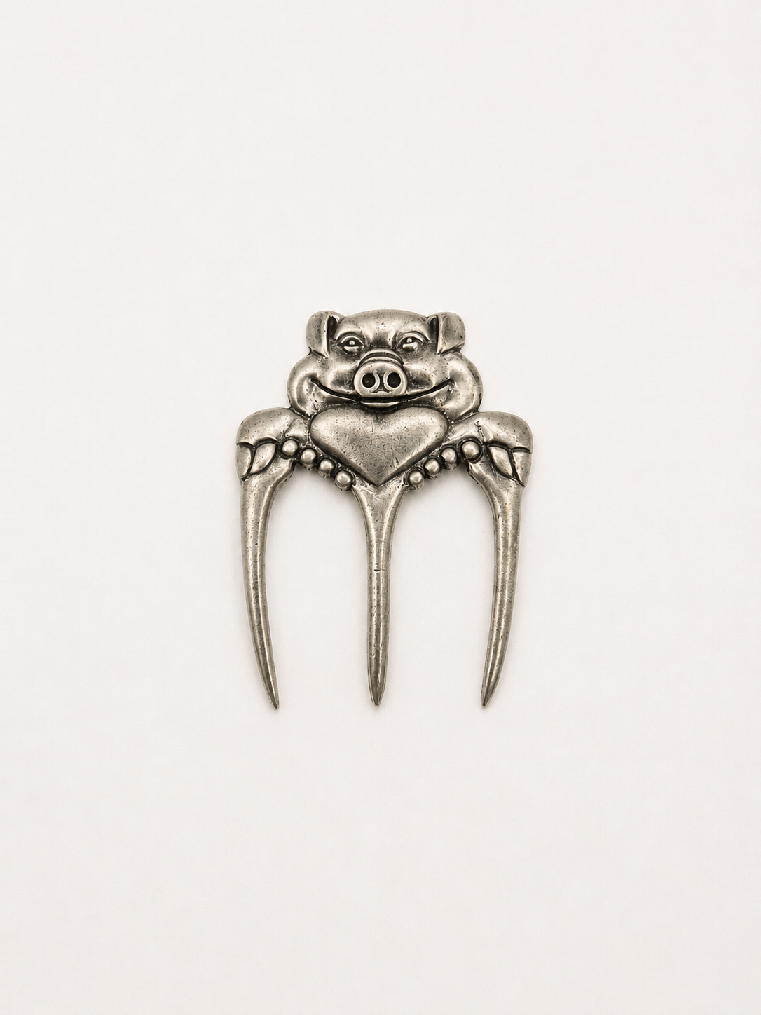 Vintage Pig Ham Fork – Silver Tone Scandinavian Serving Fork