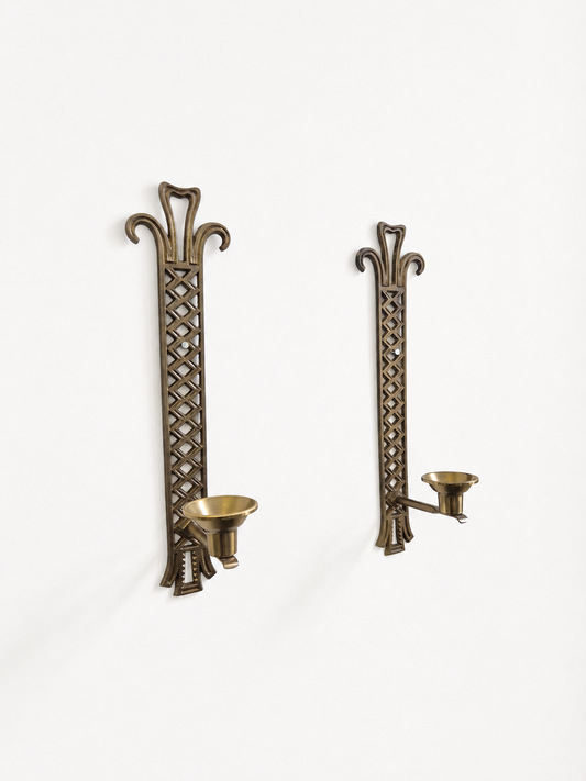 Pair of Vintage Brass Wall Candle Sconces