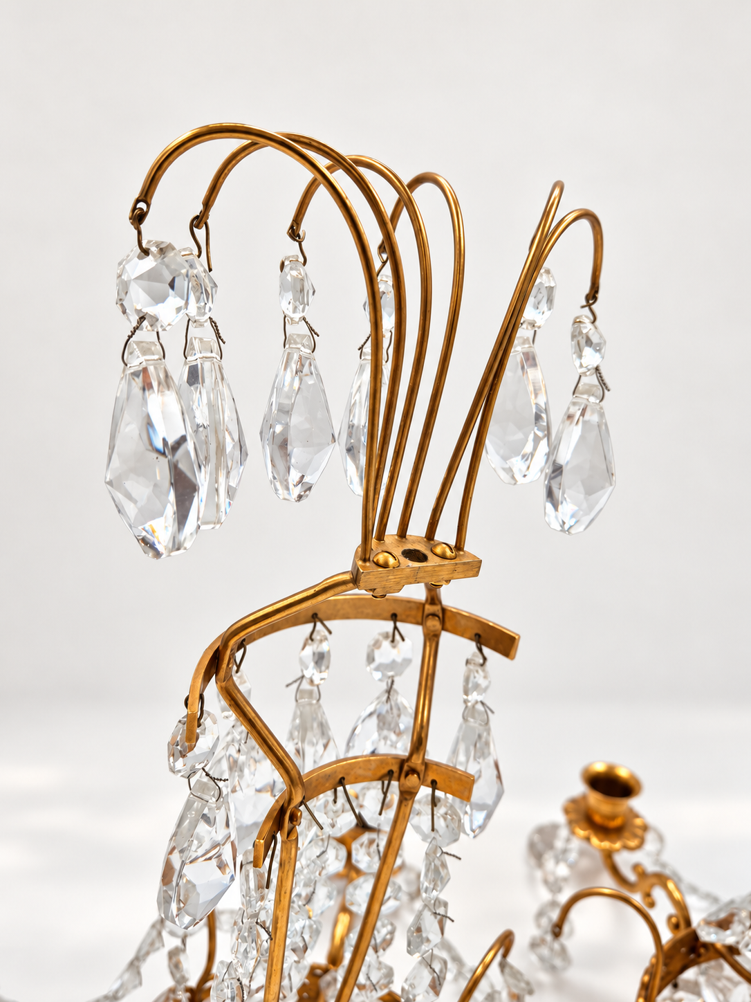 Pair of 2 Turun Kristalli Crystal Wall Candle Sconces