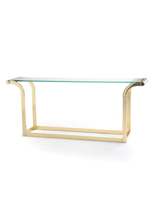 Vintage Finnish Glass & Brass Coffee Table – Messin Oy Unused, Original Factory Packaging – c. 1970s