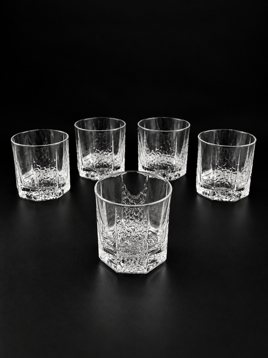 Vintage Iittala Glasses by Tapio Wirkkala, Set of 5 Clear Finnish Glass Tumblers, Nordic Vintage Drinkware