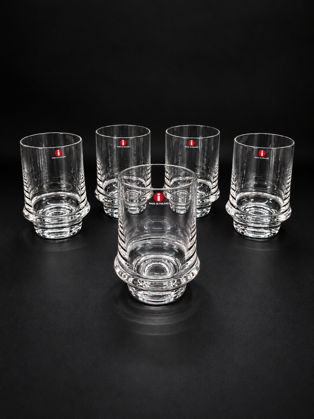 Set of 5 Iittala Marski Glasses by Tapio Wirkkala, Finnish Design Drinking Glasses
