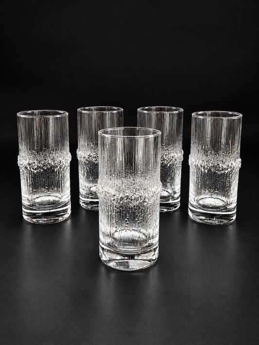 Tapio Wirkkala Niva Tall Drinking Glass 12 cm, Vintage Finnish Design Glassware, 1972–1992