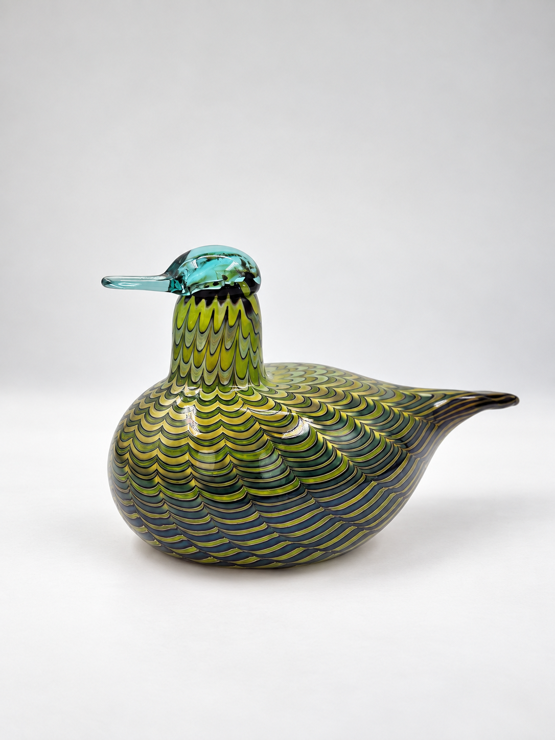 Oiva Toikka Tavitar Glass Bird | Iittala Nuutajärvi Common Teal 1999–2009 | Signed Finnish Art Glass | Scandinavian Decor