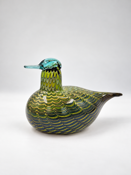 Oiva Toikka Tavitar Glass Bird | Iittala Nuutajärvi Common Teal 1999–2009 | Signed Finnish Art Glass | Scandinavian Decor