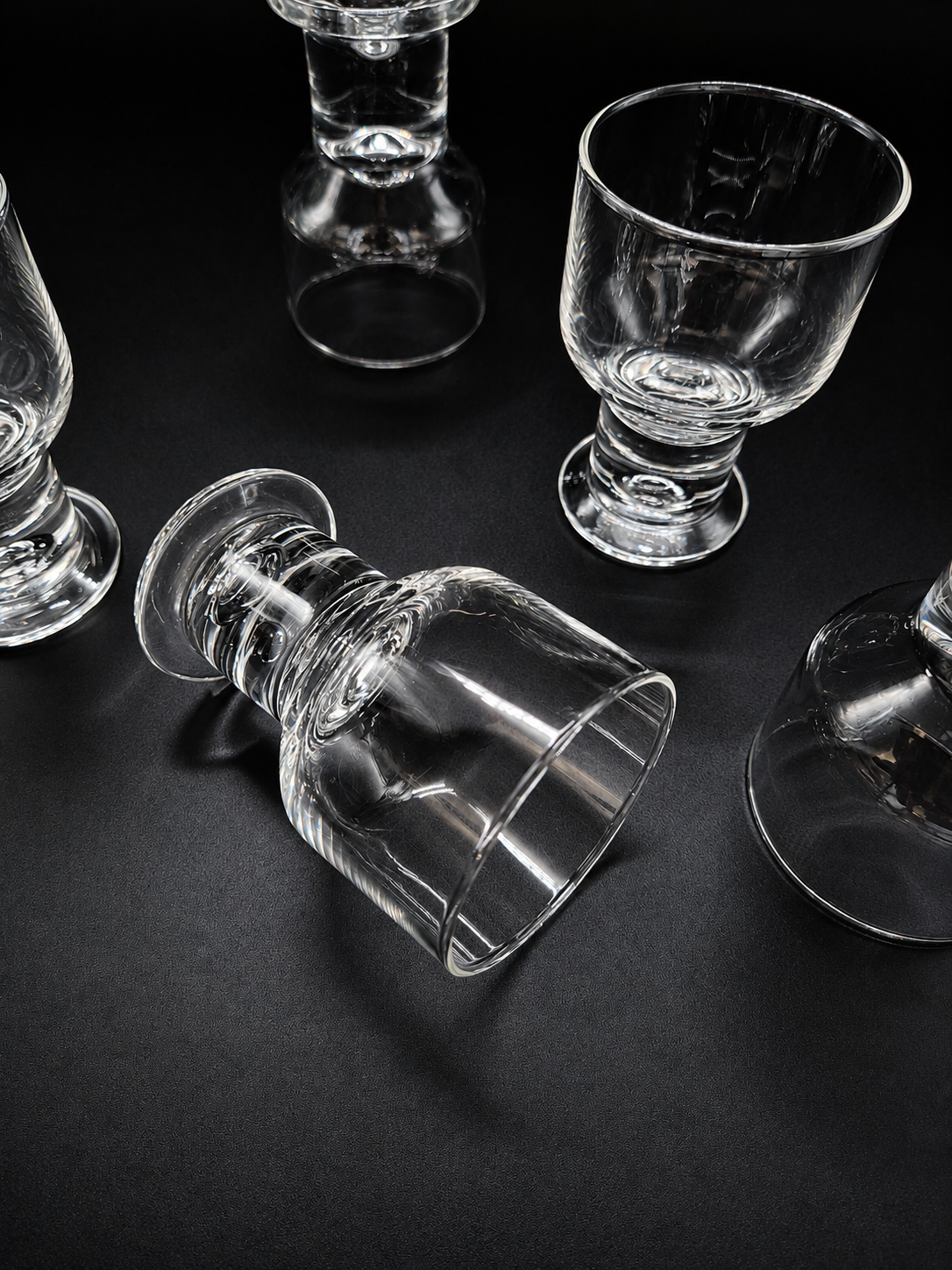 Set of 5 authentic vintage Iittala Helmi wine glasses, designed by Finnish designer Heikki Orvola.