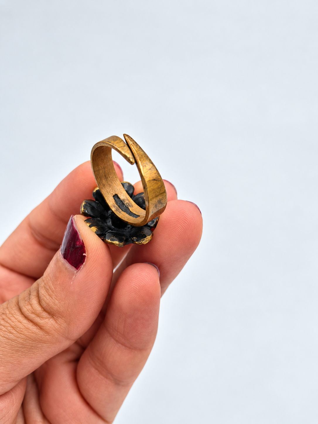 Hannu Ikonen Bronze Ring, 1970s Finnish Vintage Reindeer Moss Ring, Valo-Koru, Scandinavian Modernist Jewelry