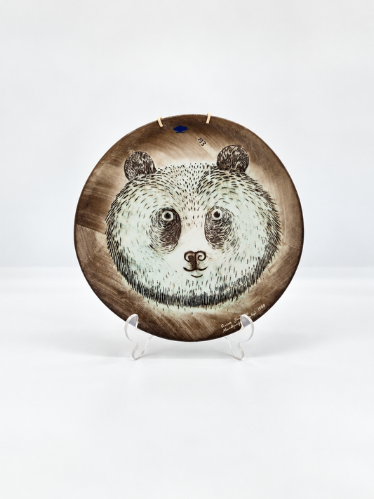 Oiva Toikka Nuutajärvi Fauna Fennica Bear Wall Plate 1983 | Finnish Vintage Glass Art