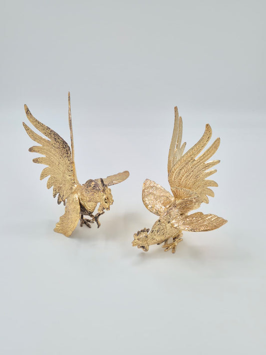 Vintage metalen haan sculptuur