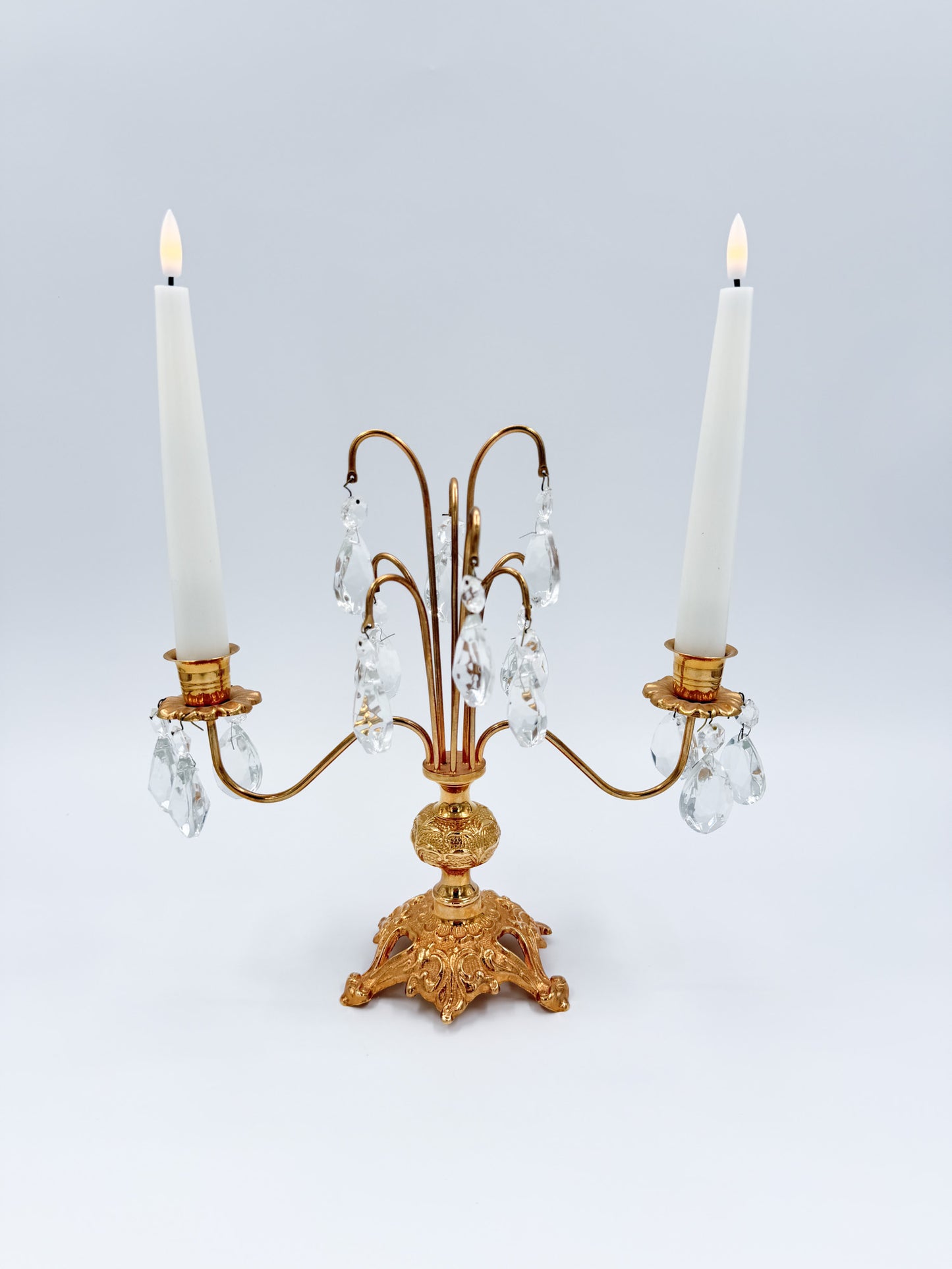 Turun Kristalli Candle Holder, Crystal & Brass Candelabra