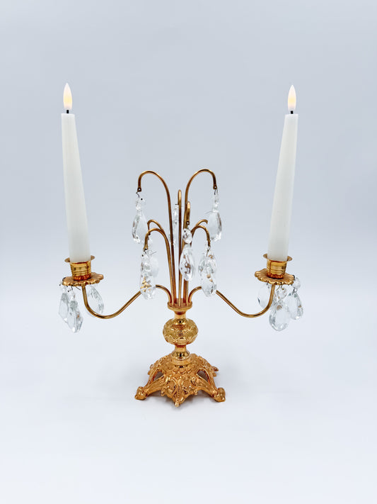 Turun Kristalli Candle Holder, Crystal & Brass Candelabra