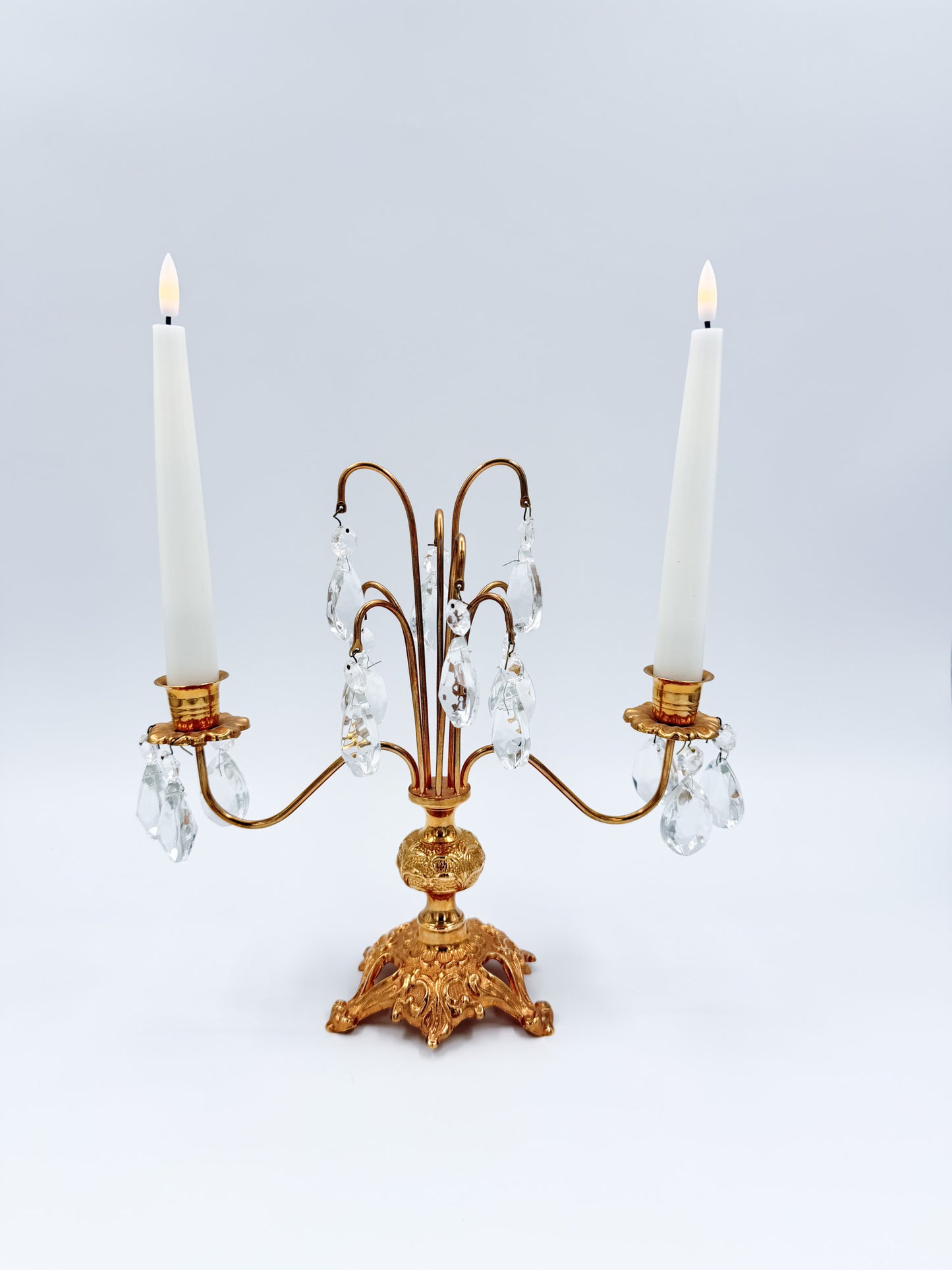 Turun Kristalli Candle Holder, Crystal & Brass Candelabra