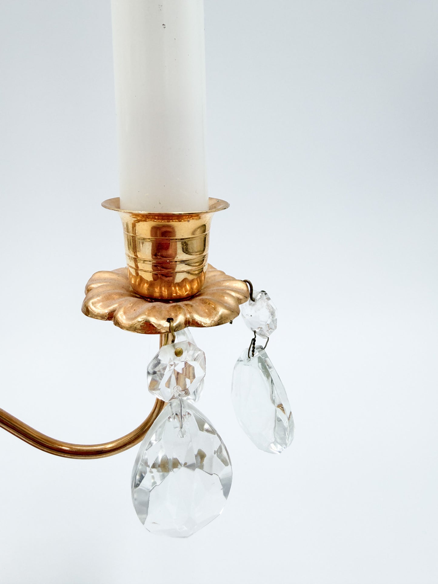 Turun Kristalli Candle Holder, Crystal & Brass Candelabra