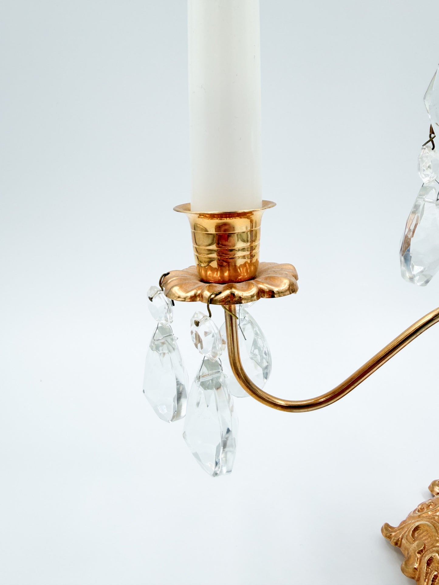 Turun Kristalli Candle Holder, Crystal & Brass Candelabra