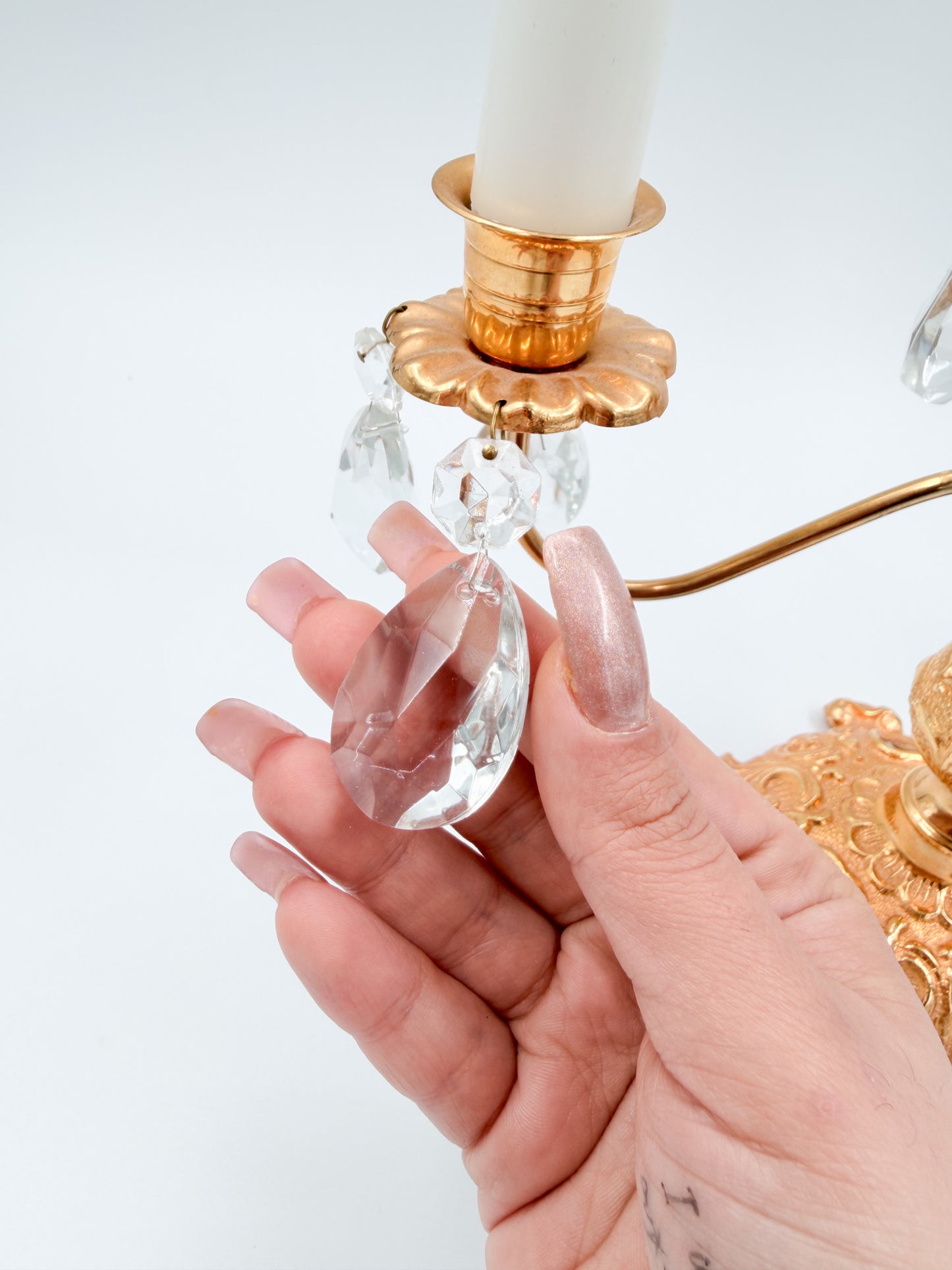 Turun Kristalli Candle Holder, Crystal & Brass Candelabra