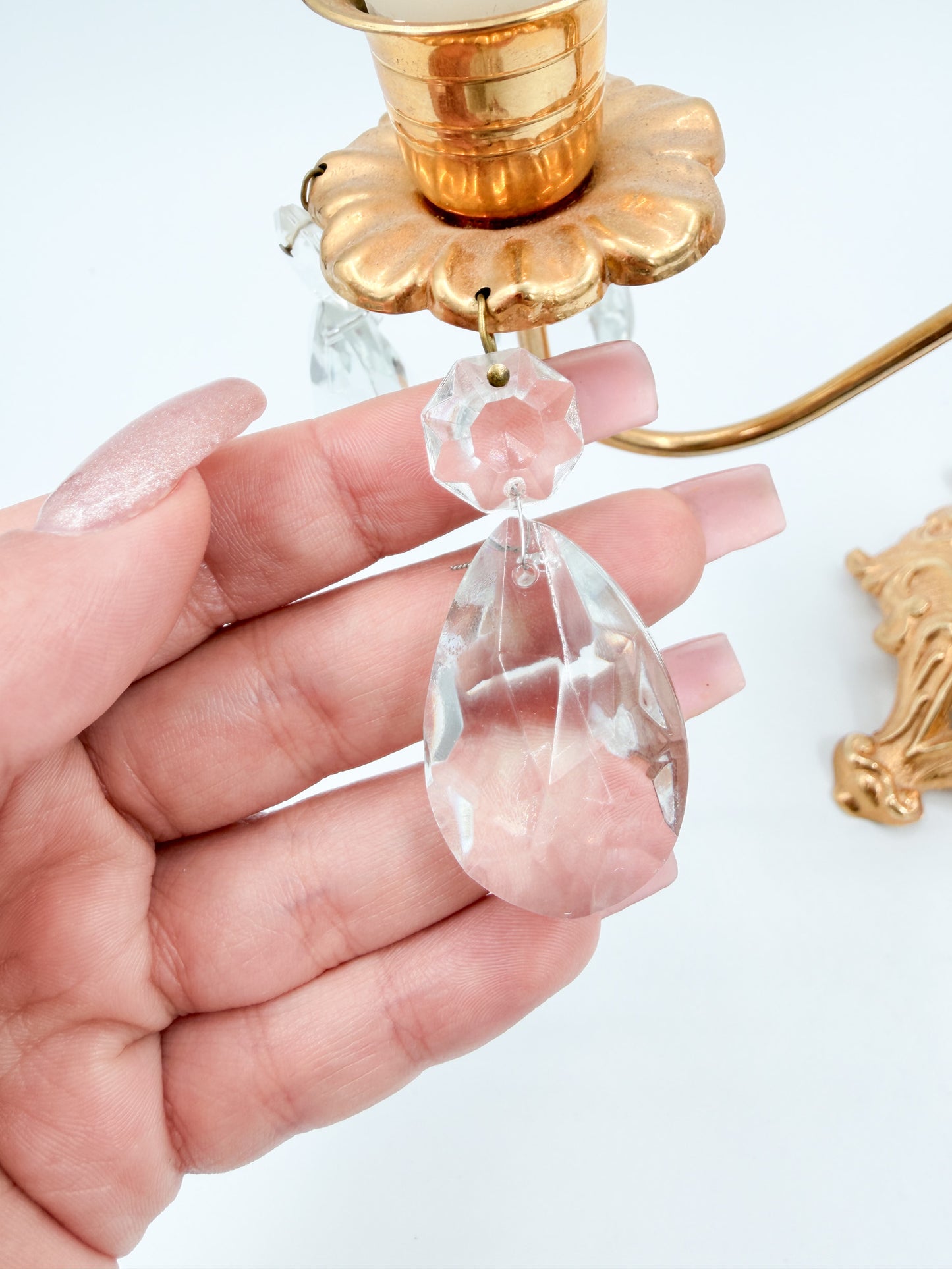 Turun Kristalli Candle Holder, Crystal & Brass Candelabra