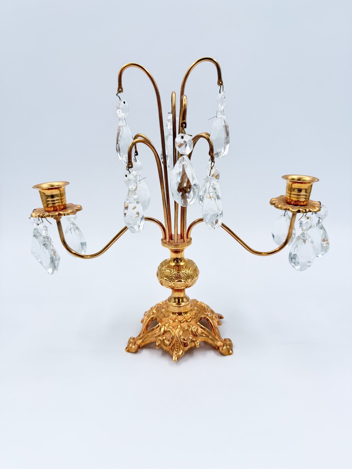 Turun Kristalli Candle Holder, Crystal & Brass Candelabra
