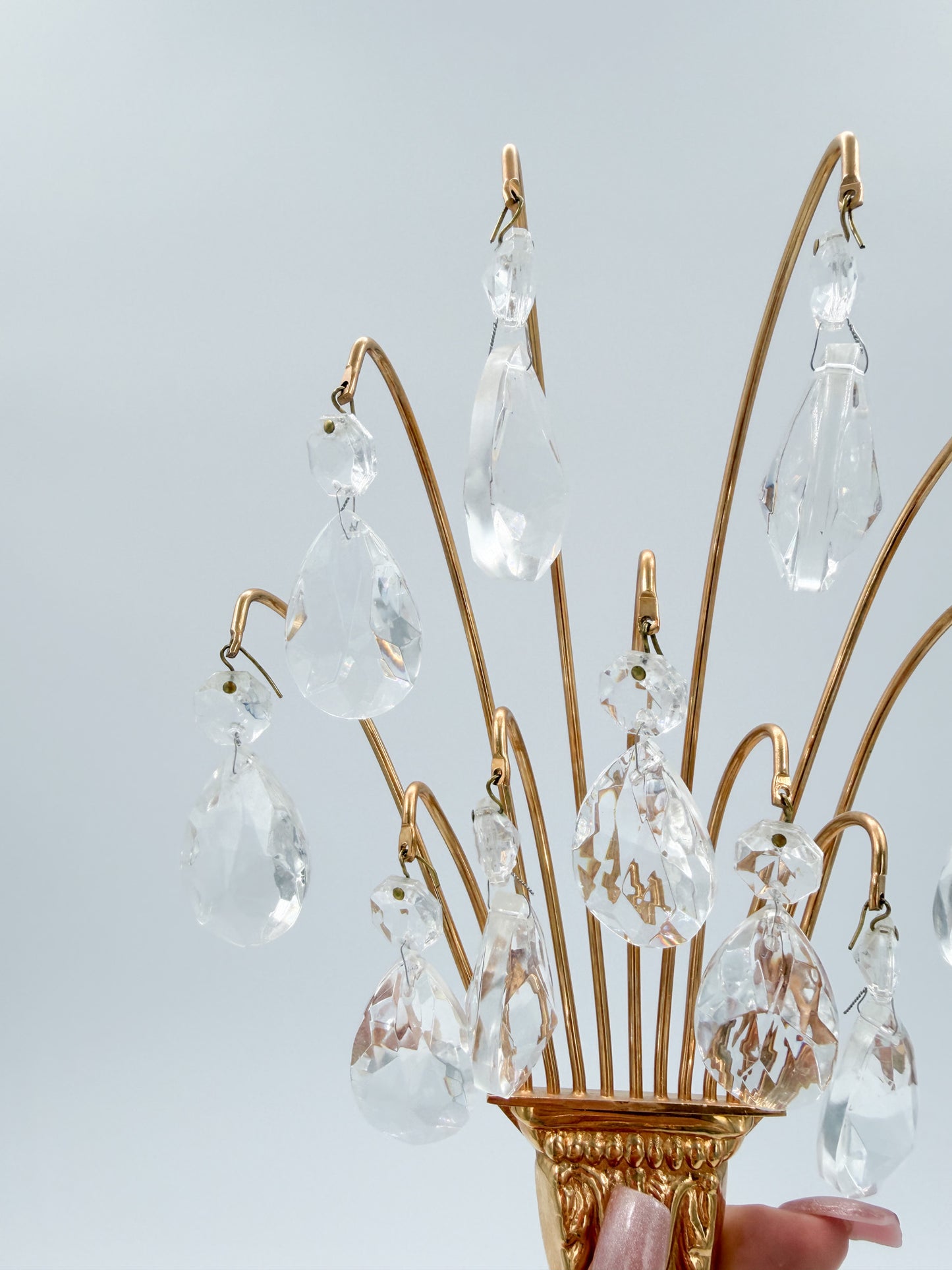 Turun Kristalli Wall Candle Holder Crystal Brass Sconce Pair