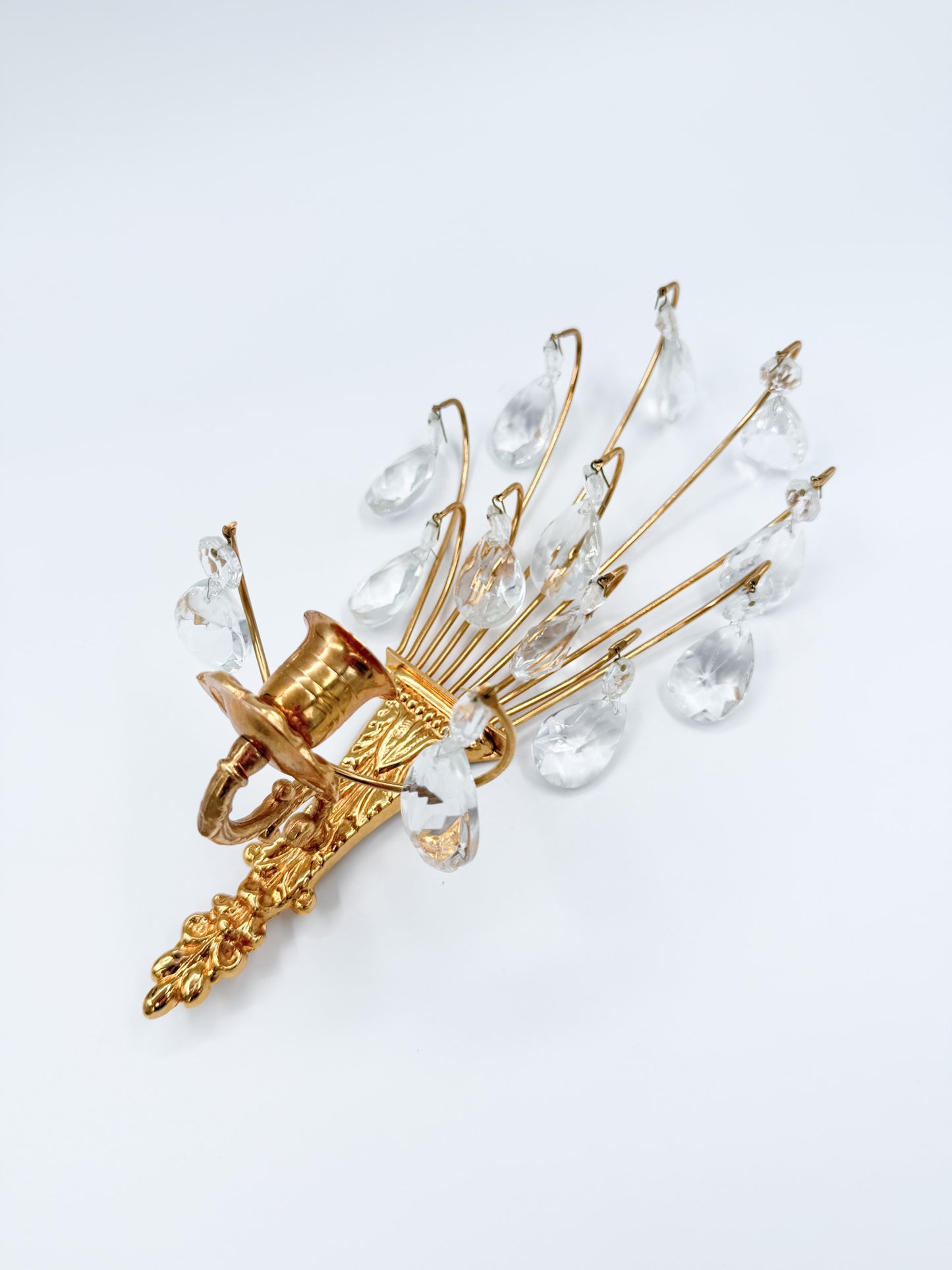 Turun Kristalli Wall Candle Holder Crystal Brass Sconce Pair