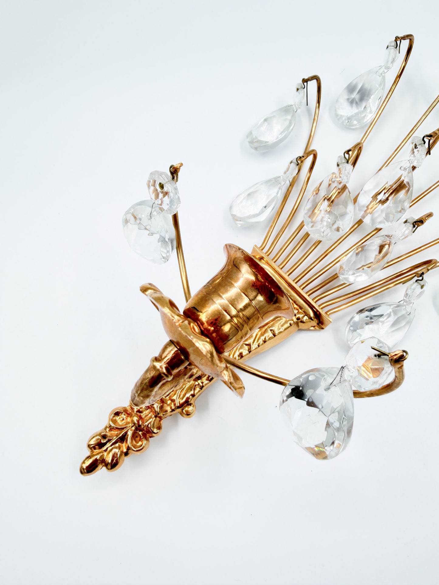 Turun Kristalli Wall Candle Holder Crystal Brass Sconce Pair
