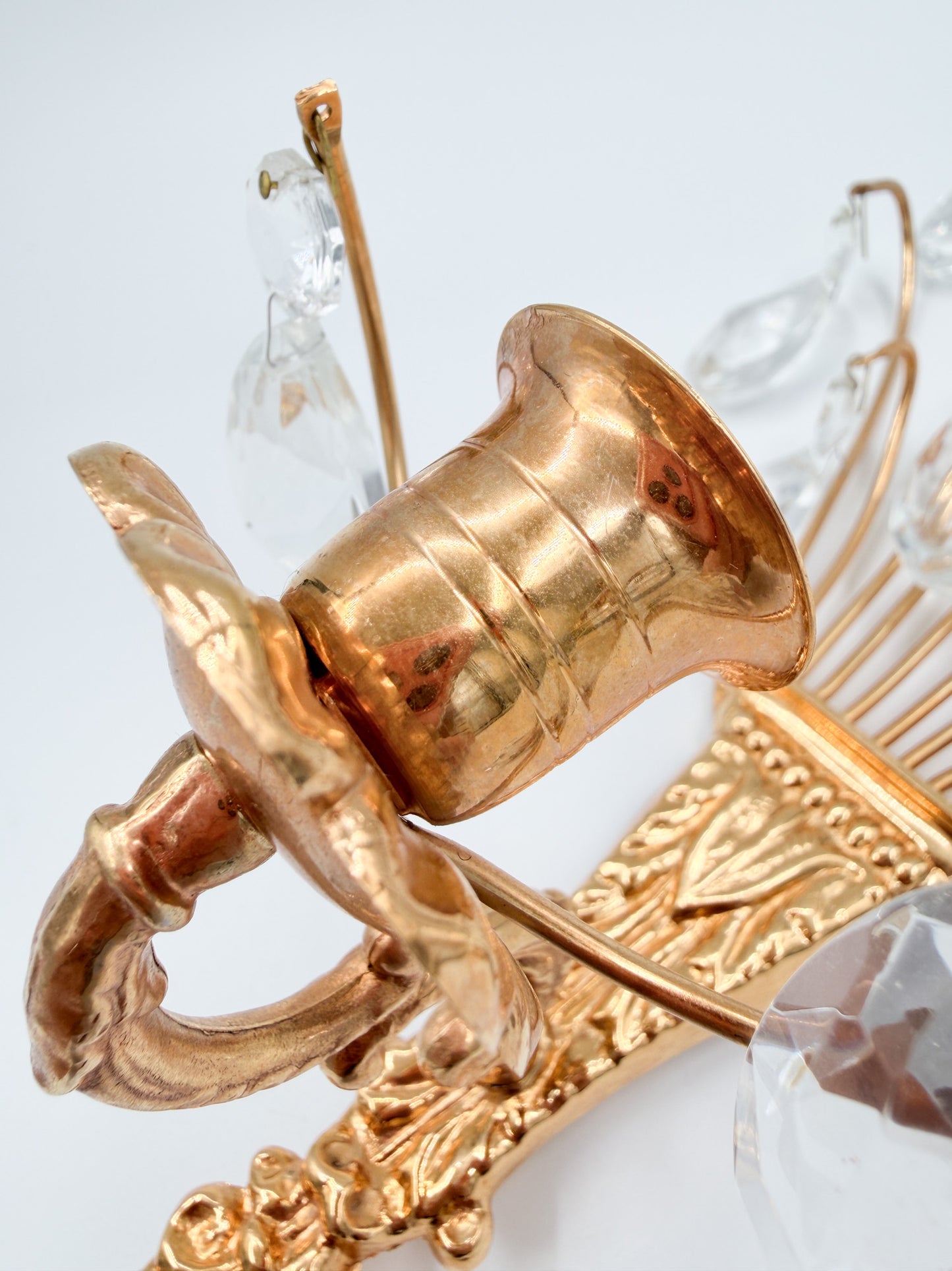 Turun Kristalli Wall Candle Holder Crystal Brass Sconce Pair