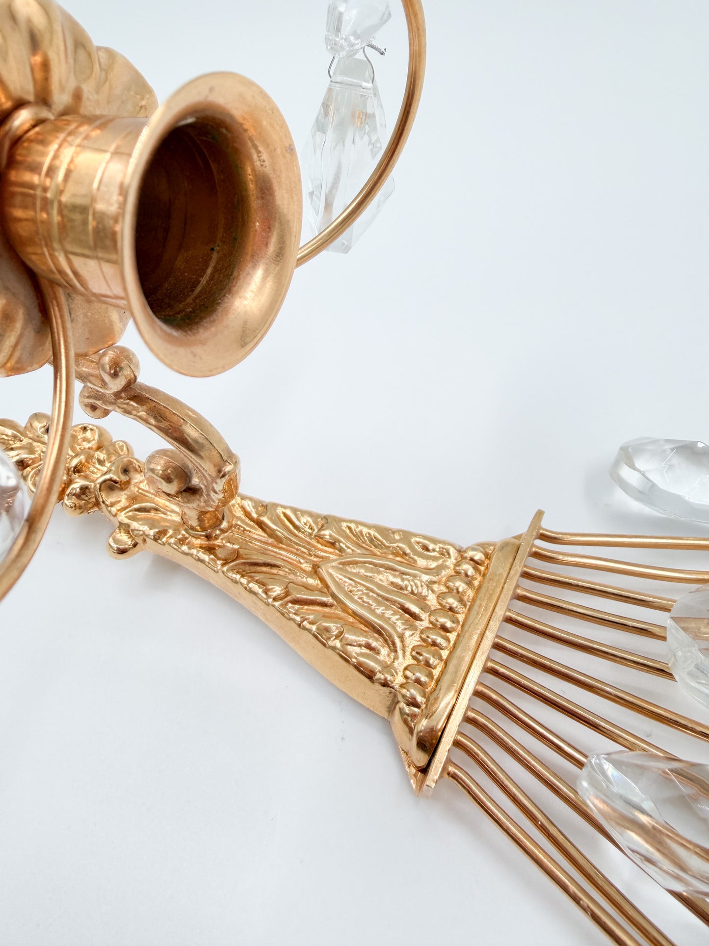 Turun Kristalli Wall Candle Holder Crystal Brass Sconce Pair