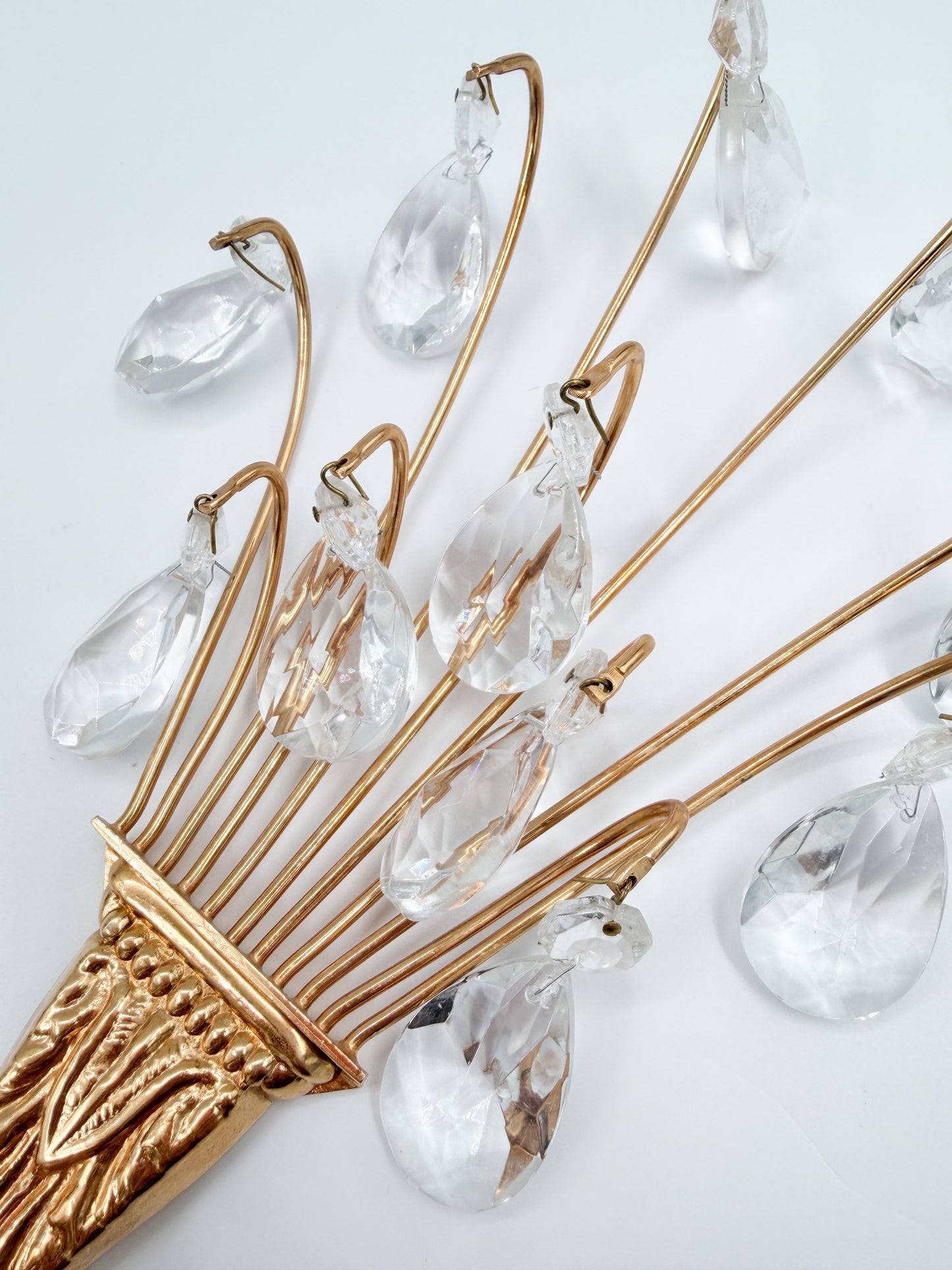 Turun Kristalli Wall Candle Holder Crystal Brass Sconce Pair