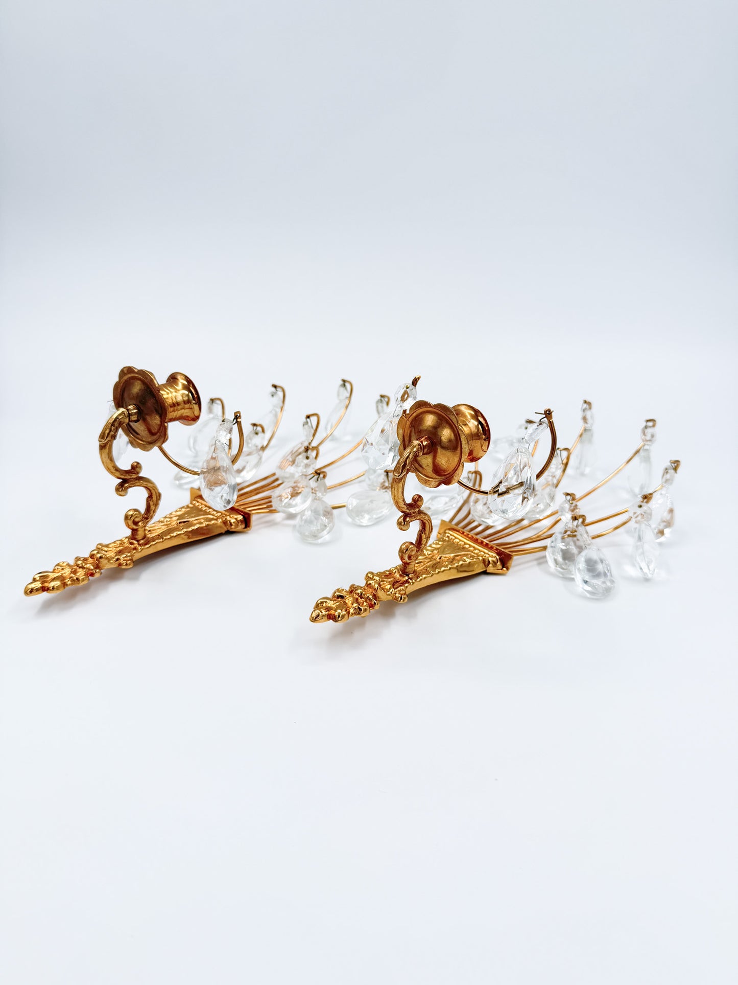 Turun Kristalli Wall Candle Holder Crystal Brass Sconce Pair