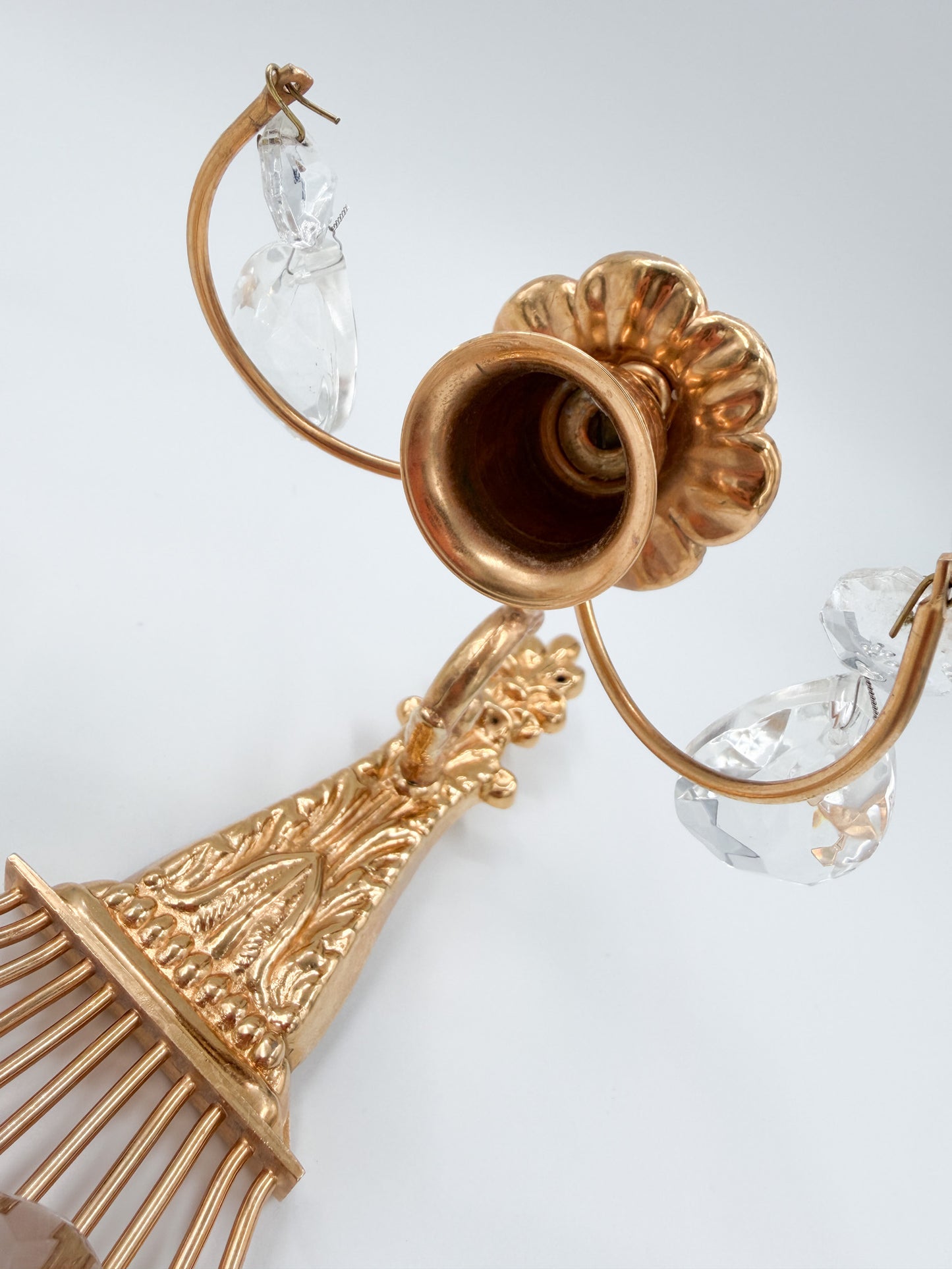 Turun Kristalli Wall Candle Holder Crystal Brass Sconce Pair