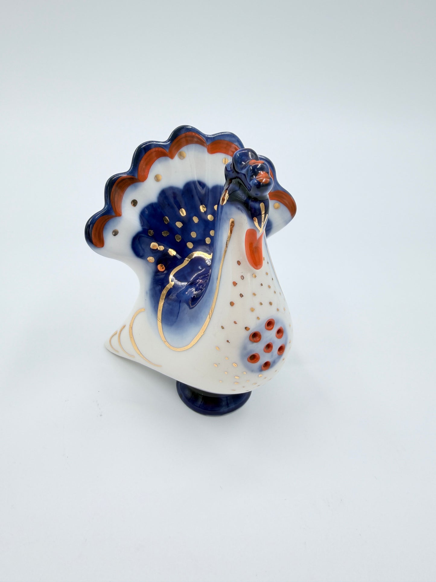 Vintage USSR Lomonosov Porcelain Turkey Salt & Pepper Shakers Set Hand Painted