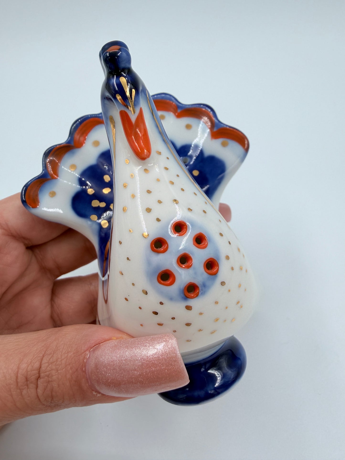 Vintage USSR Lomonosov Porcelain Turkey Salt & Pepper Shakers Set Hand Painted