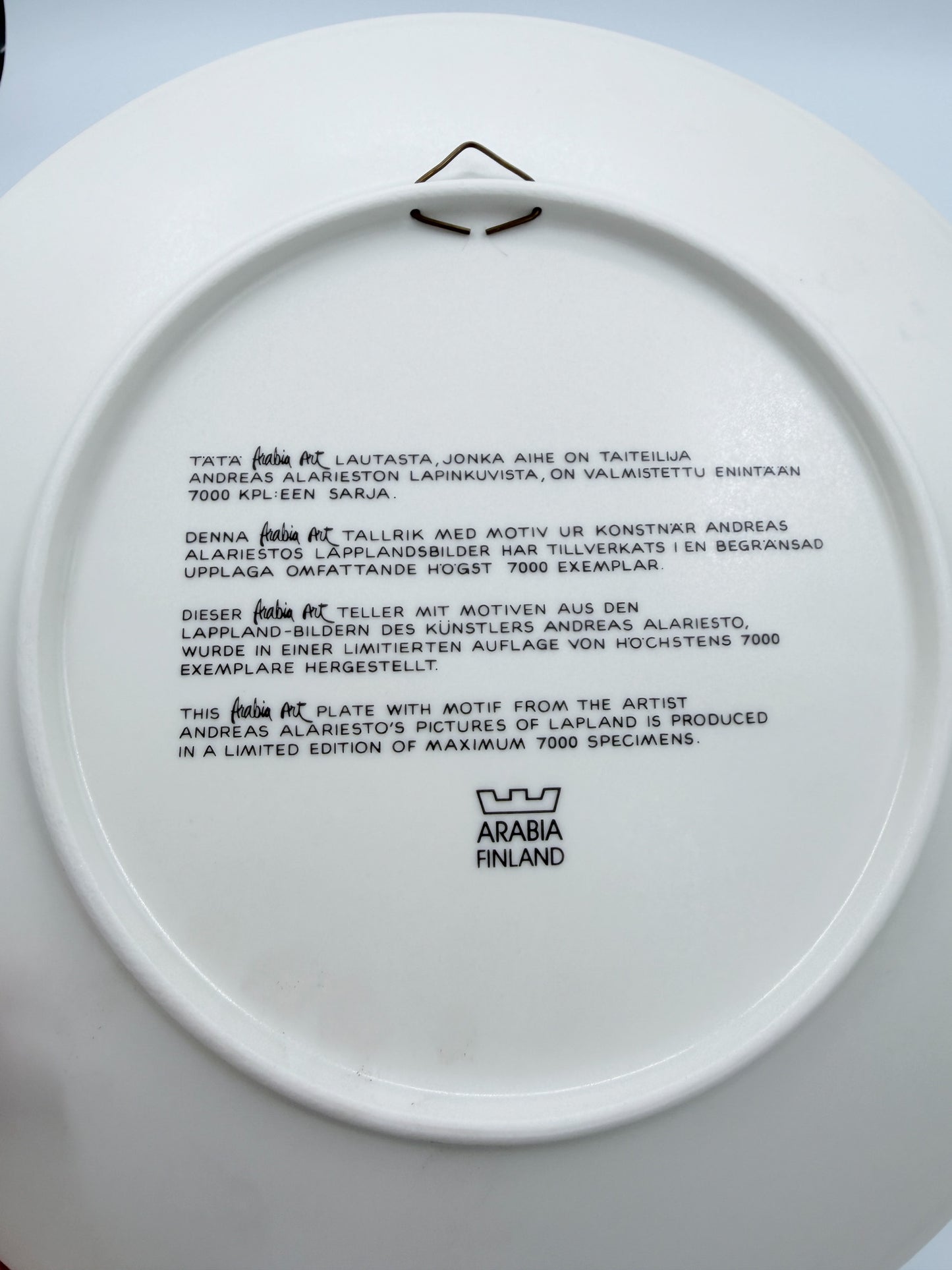 Arabia Finland 1985 Andreas Alariesto Lapland Wall Plate – Limited Edition 7000